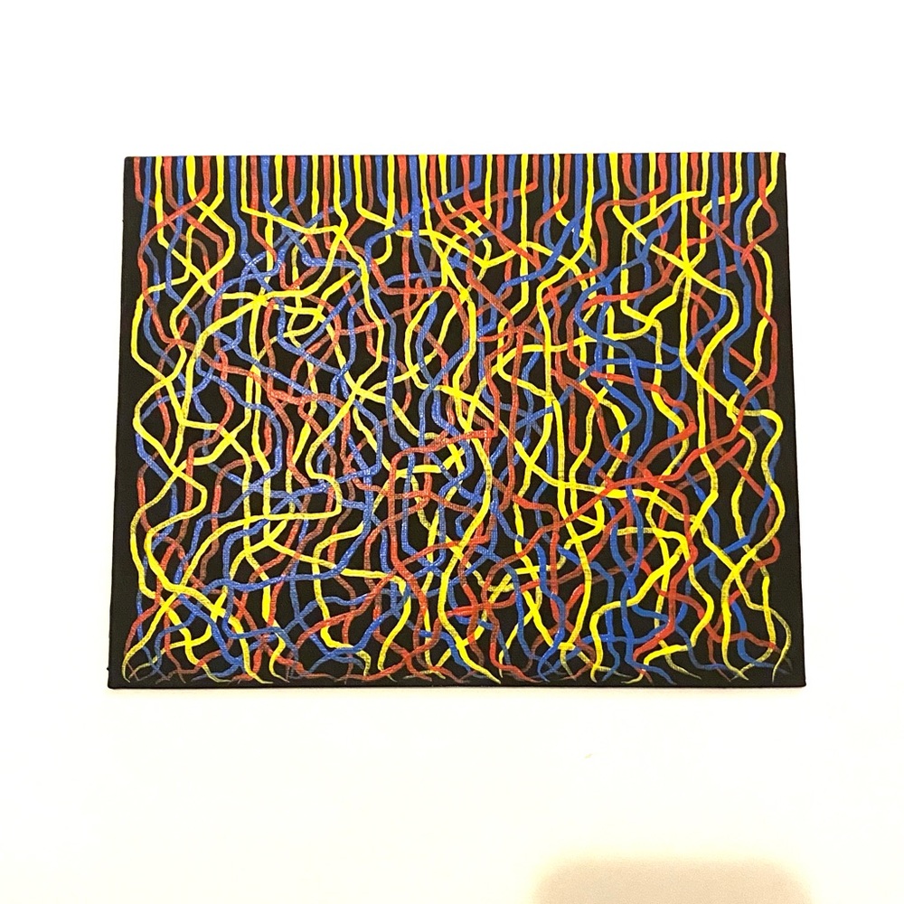Mycelium Network / Collective Consciousness Painting- Red Yellow Blue and Black
